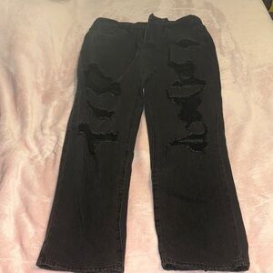 Forever 21 Black Distressed Boyfriend Jeans